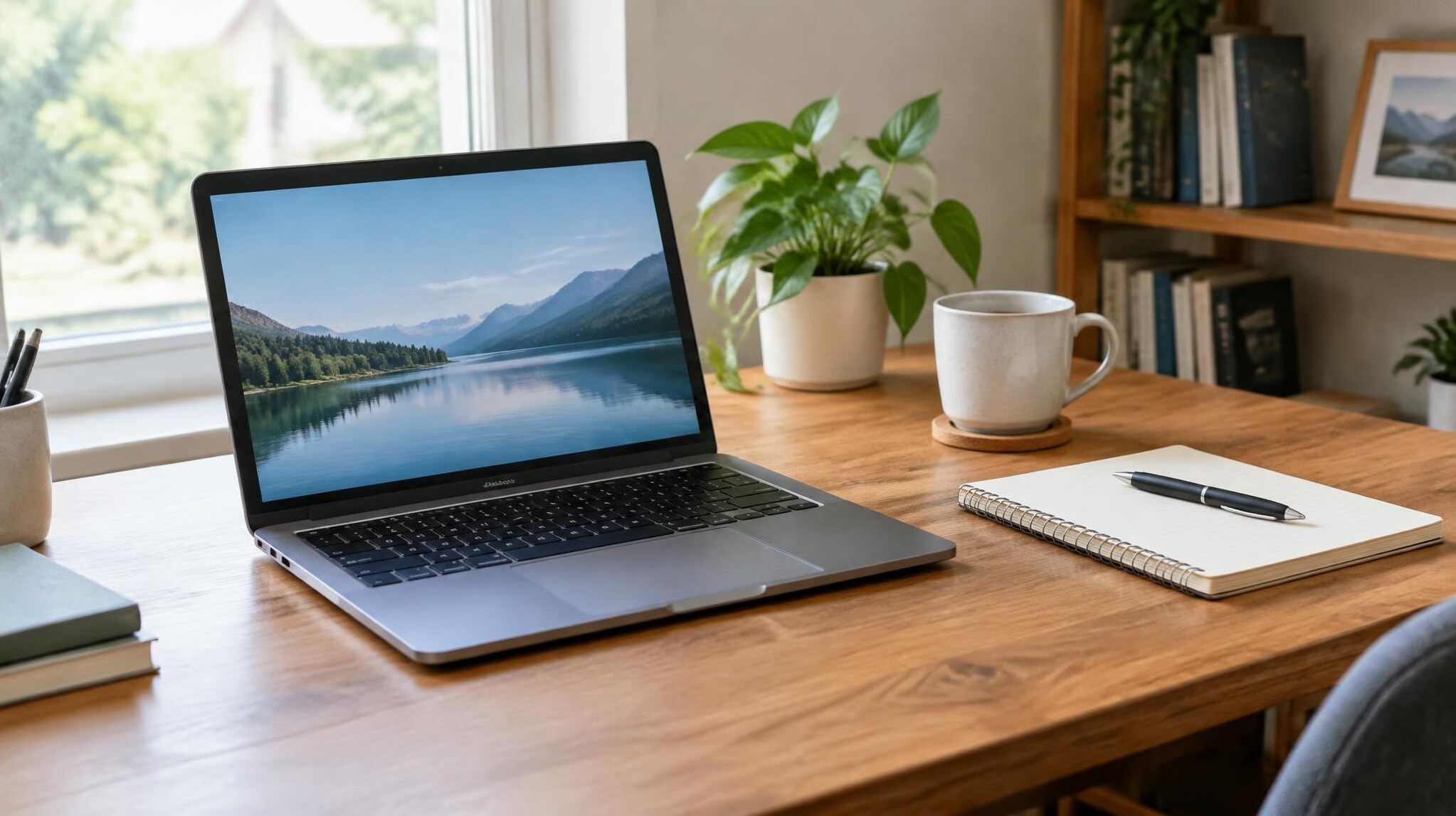 Laptop on a desk with a notebook and price estimate